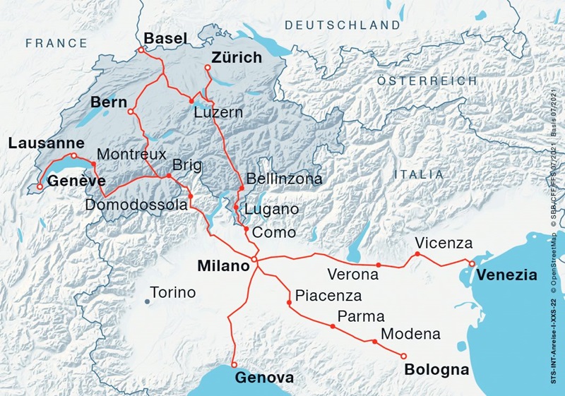 ¿Cómo ir de Italia a Suiza en tren